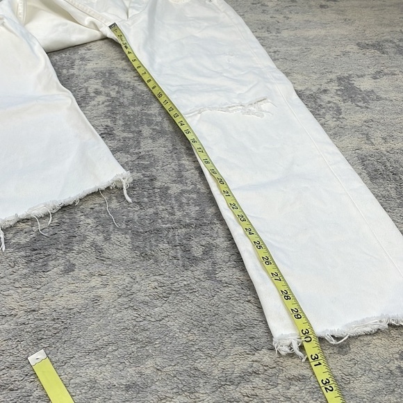 New Moussy Odessa High Rise Distressed Straight Leg Jeans in White Sz 27 - Picture 7 of 16